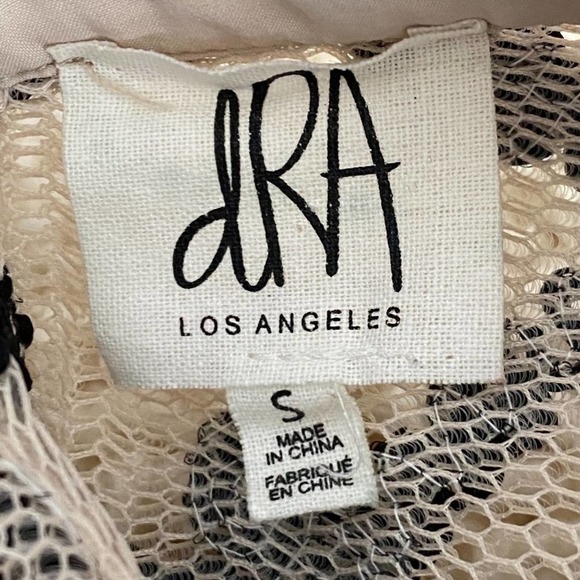 dRA Los Angeles Womens Floral Embroidered Tulle Top Small Ruffle Sleeve - Picture 12 of 13